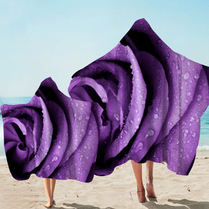3D Purplish Rose Petal Hooded Towel