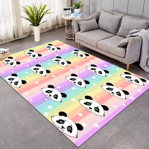 Image of Panda Faces Rainbow SW0057 Rug