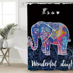 Its A Wonderful Day Elephant Shower Curtain