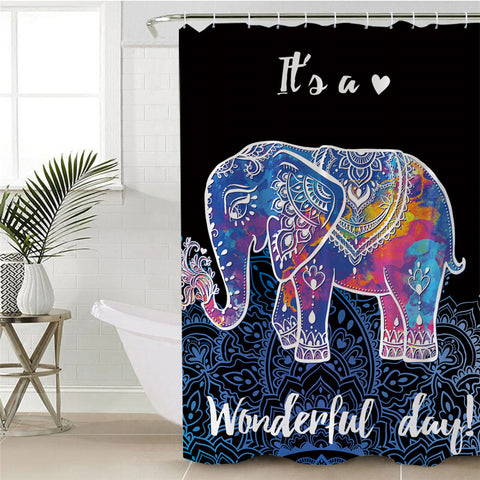 Image of Its A Wonderful Day Elephant Shower Curtain