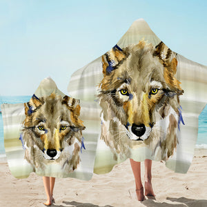 Wolf Portrait Hooded Towel