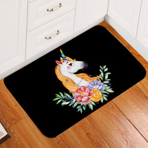 Miss Unicorn Black Door Mat