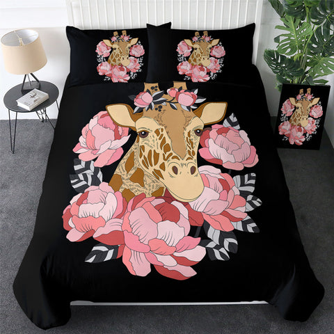 Image of Giraffe & Flowers Bedding Set - Beddingify