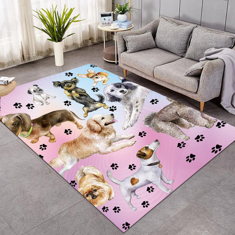 Image of Doggies & Paw Prints Pastel Rug