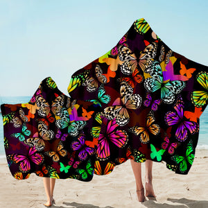 Beautiful Camouflage Butterflies Hooded Towel