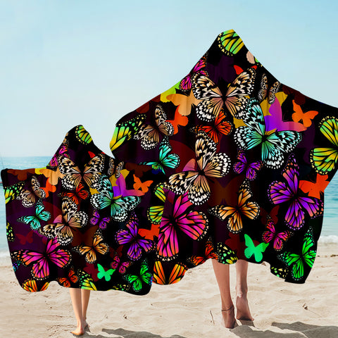 Image of Beautiful Camouflage Butterflies Hooded Towel