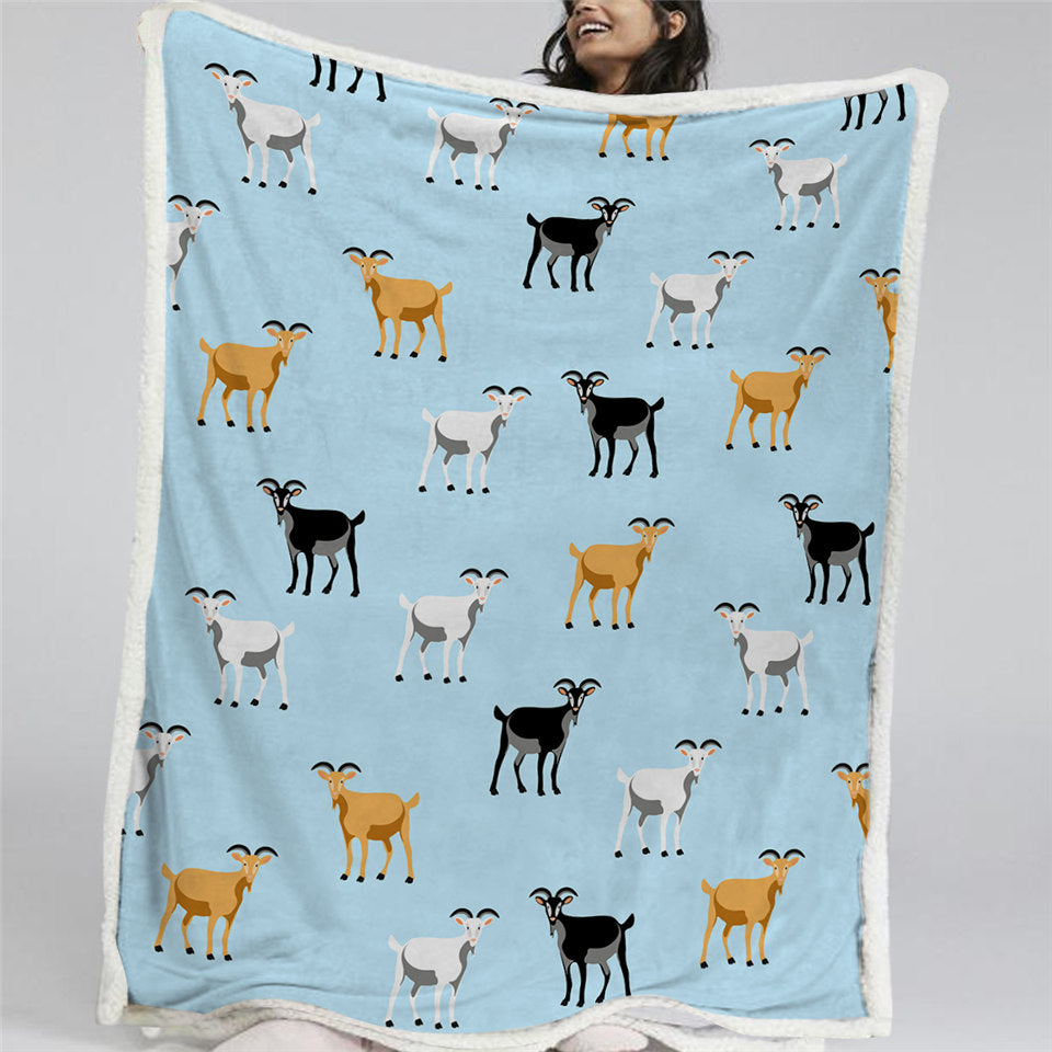 Goat Themed BLMT2772 Sherpa Fleece Blanket