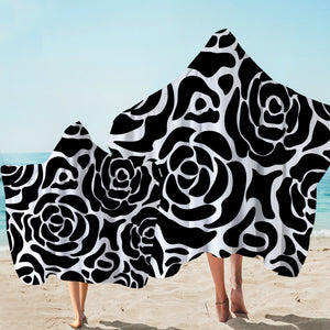 Black Rose Patterns Hooded Towel