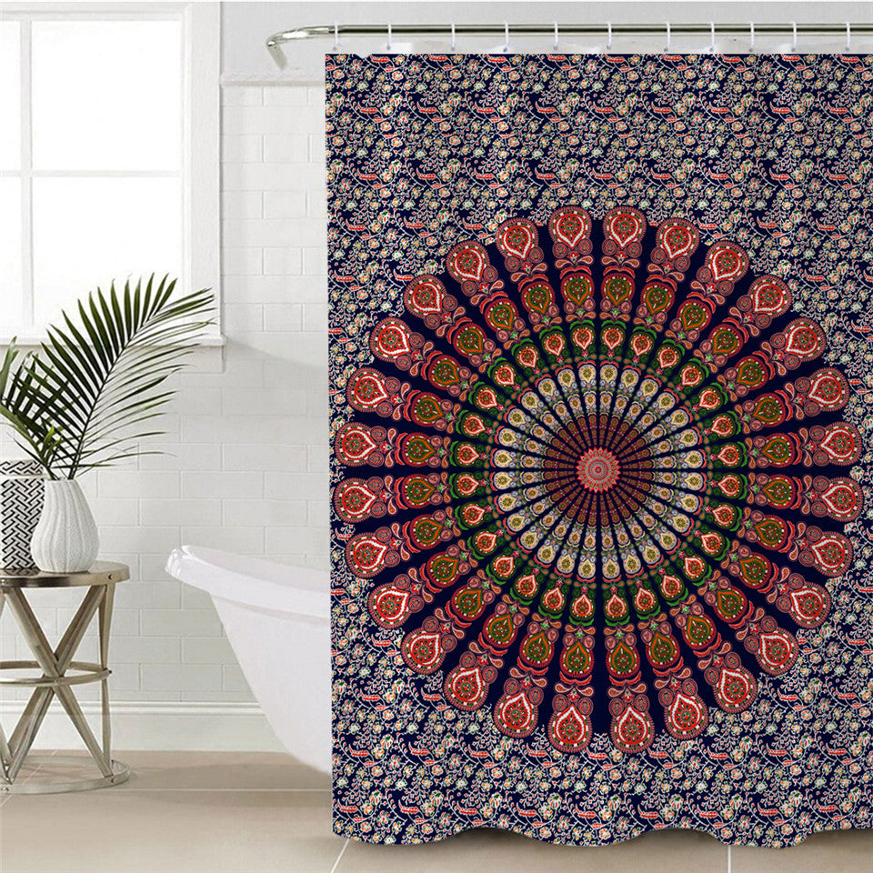 Hypnotizing Mandala Themed Shower Curtain
