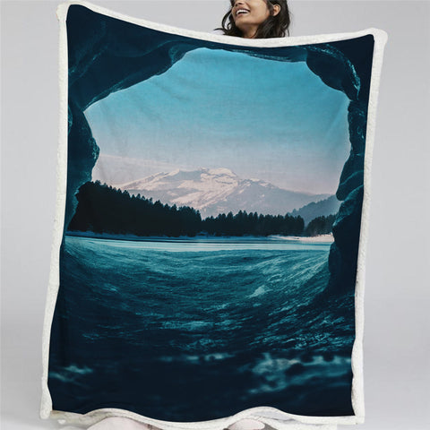 Image of Cave Scene Sherpa Fleece Blanket