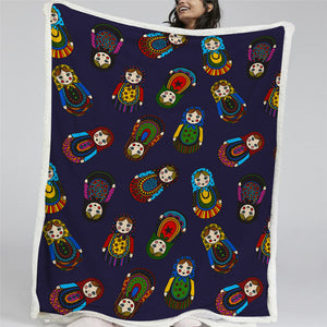 Japanese Dolls Sherpa Fleece Blanket