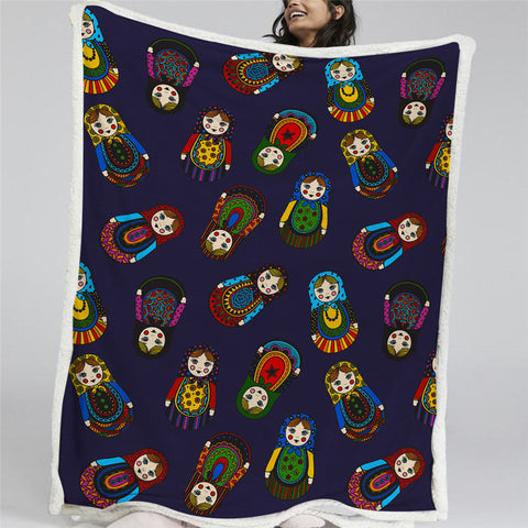 Image of Japanese Dolls Sherpa Fleece Blanket