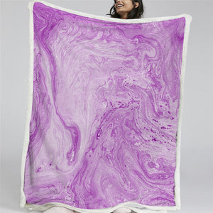 Lavender Marble Sherpa Fleece Blanket