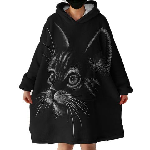 Image of B&W Kitty SWLF2874 Hoodie Wearable Blanket