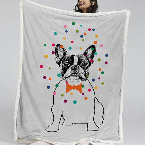 Image of Bulldog Themed Sherpa Fleece Blanket