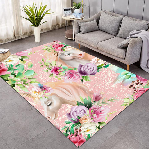 Image of Floral Unicorn Rug