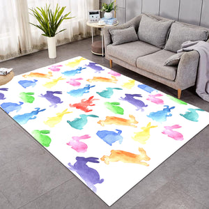 Colorful Bunnies White SW1535 Rug