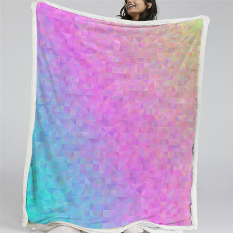Image of Purple Pink Geometric Sherpa Fleece Blanket
