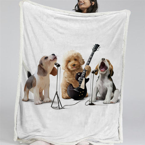 Image of Dog Music Band Themed BLMT2559 Sherpa Fleece Blanket