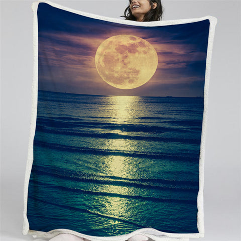 Image of Sea Moon Sherpa Fleece Blanket