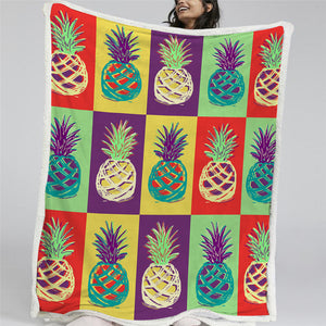 Pineapple Patterns Sherpa Fleece Blanket