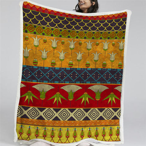 Image of Ethnic Textile Sherpa Fleece Blanket