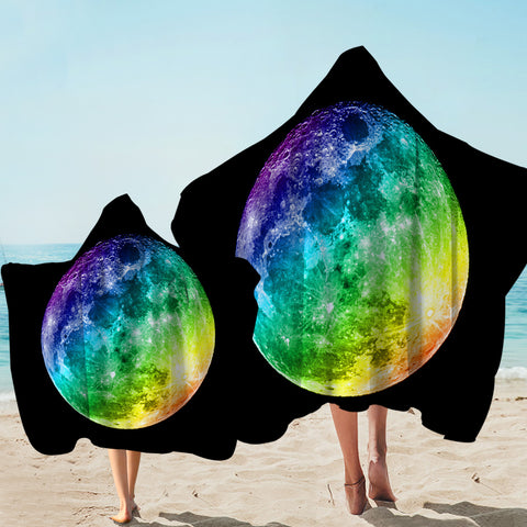 Image of Rainbow Colors Moon Hooded Towel