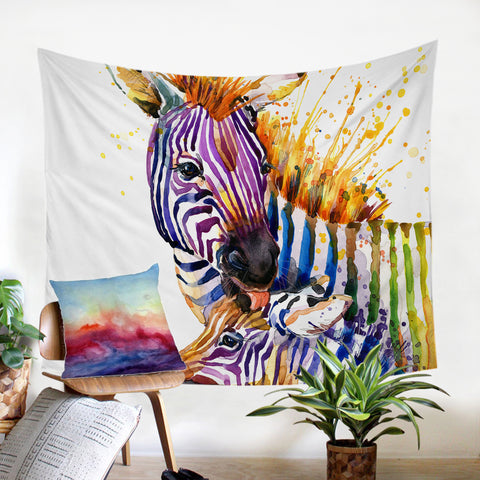 Image of Color Splashed Zebra SW0847 Tapestry