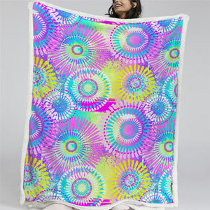 Colorful Firework Sherpa Fleece Blanket