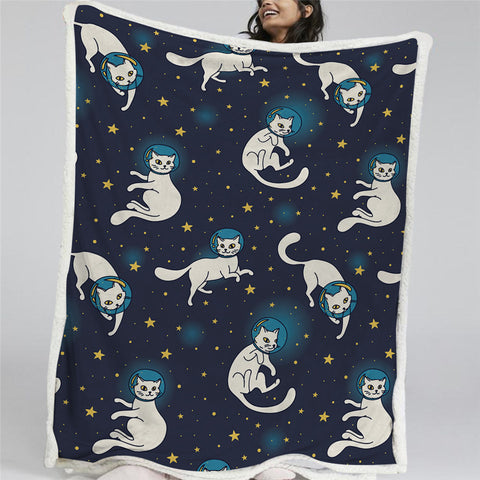 Image of Space Cat Sherpa Fleece Blanket