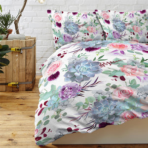 Floral Colorful White Themed Bedding Set - Beddingify