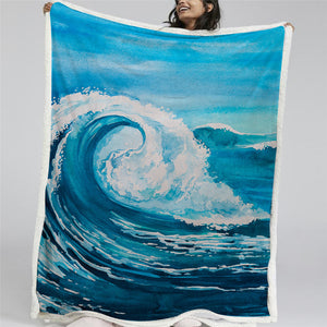Wave Themed Sherpa Fleece Blanket - Beddingify