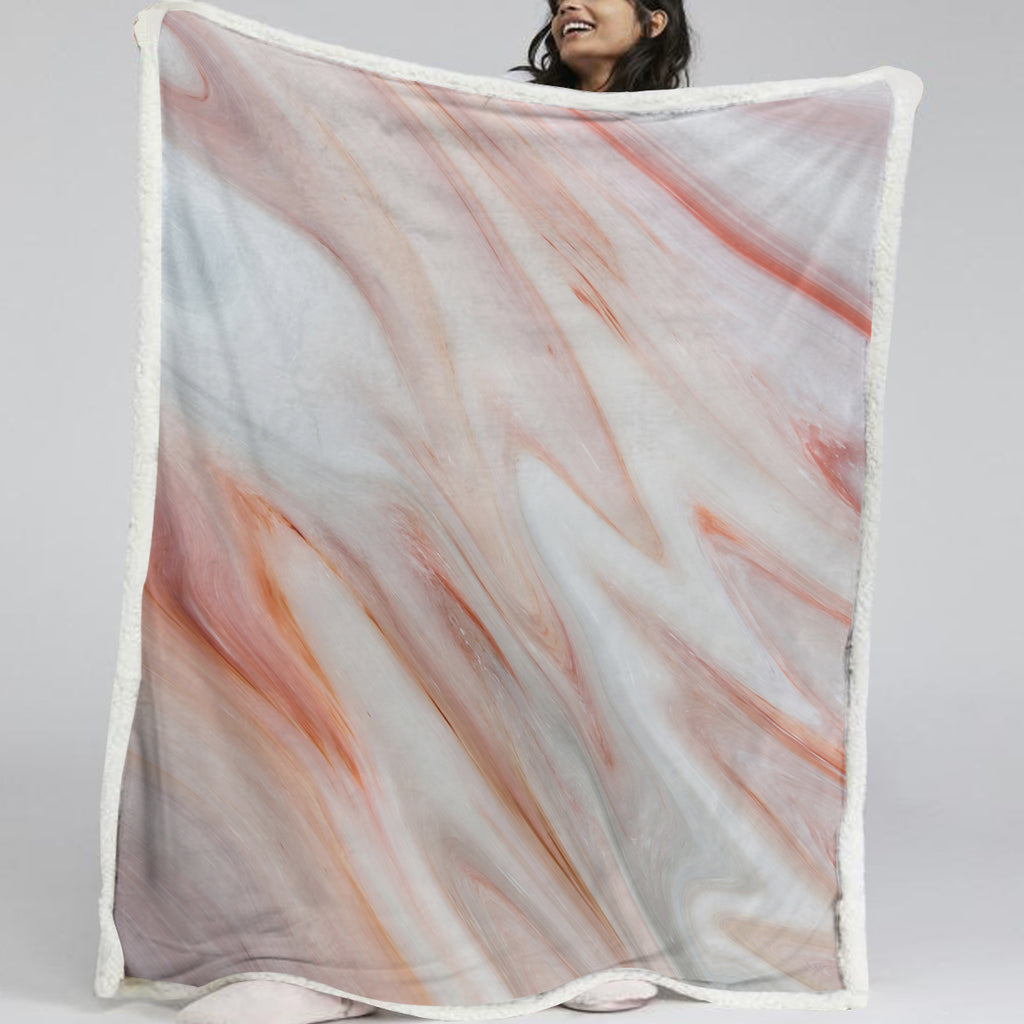 Pink Marble Sherpa Fleece Blanket