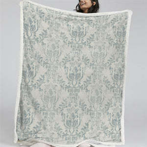 Classic Europe Flower Themed Sherpa Fleece Blanket