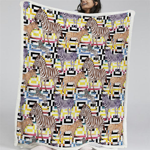 Image of Zebras Pattern Sherpa Fleece Blanket
