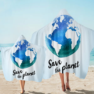 Save The Planet White Hooded Towel