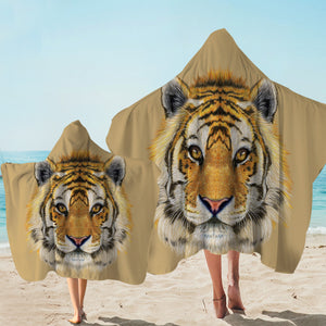 Tiger Mugshot Tan Hooded Towel