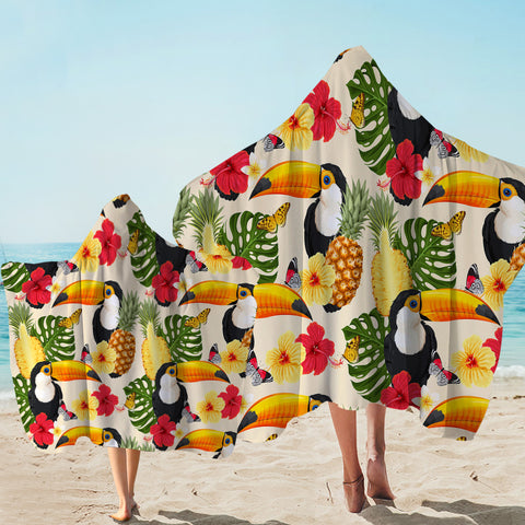 Image of Tropical Toucan Patterns Hooded Towel