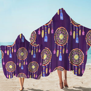 Dream Catcher Patterns Purple Hooded Towel