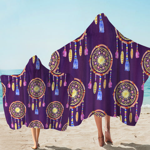 Image of Dream Catcher Patterns Purple Hooded Towel