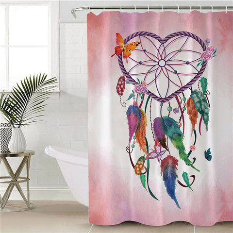 Image of Dream Catcher Pink Blended Shower Curtain
