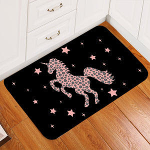 Prancing Unicorn Pink Starry Door Mat