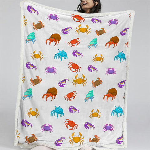 Image of Colorful Crabs Themed Sherpa Fleece Blanket