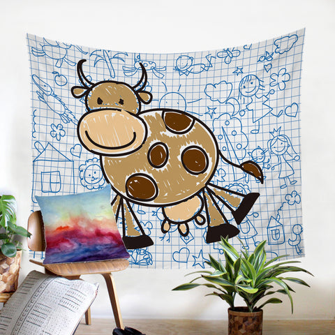 Image of Cow Doodles SW0746 Tapestry