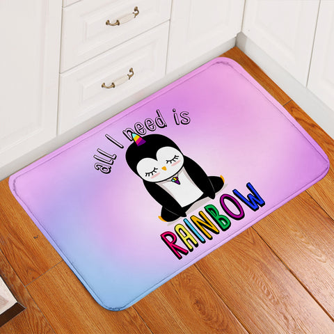 Image of Rainbow Penguin Pink Door Mat