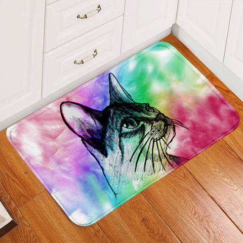 Image of Cat Portrait Sketch Door Mat