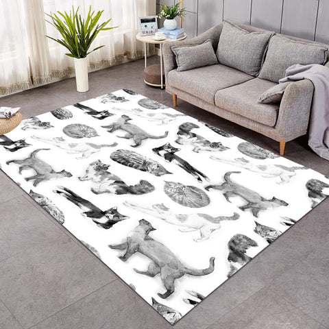 Image of A Cat's Thing White SW0086 Rug