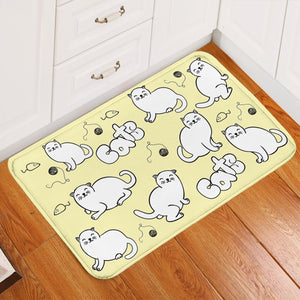 Playful Cat Cream Door Mat