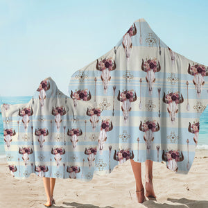 Floral Trophyhead Patterns Hooded Towel