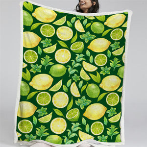 Juicy Lemons Sherpa Fleece Blanket
